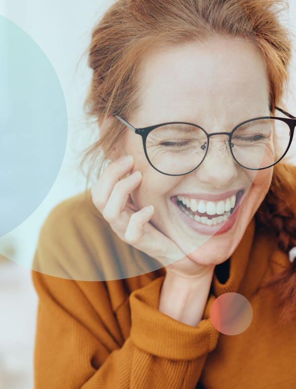 Woman using multiple eye glasses.